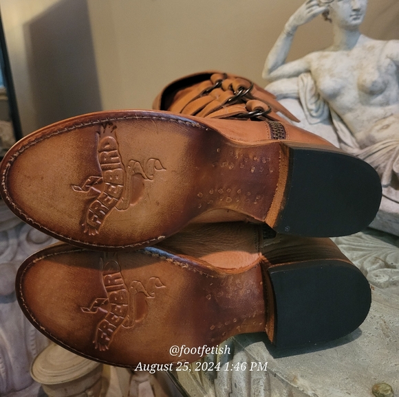 FREEBIRD Risky Boots Wheat Strap Buckle Leather Distressed Handmade Designer #5 - Picture 14 of 17